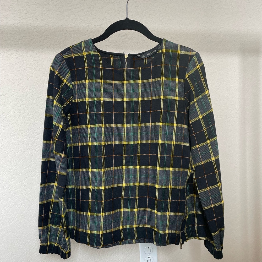 Zara Basic Women’s Plaid Zippered Top